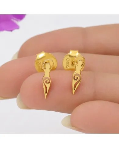 Spiral Goddess Gold Plated Stud Earrings in 925 Sterling Silver