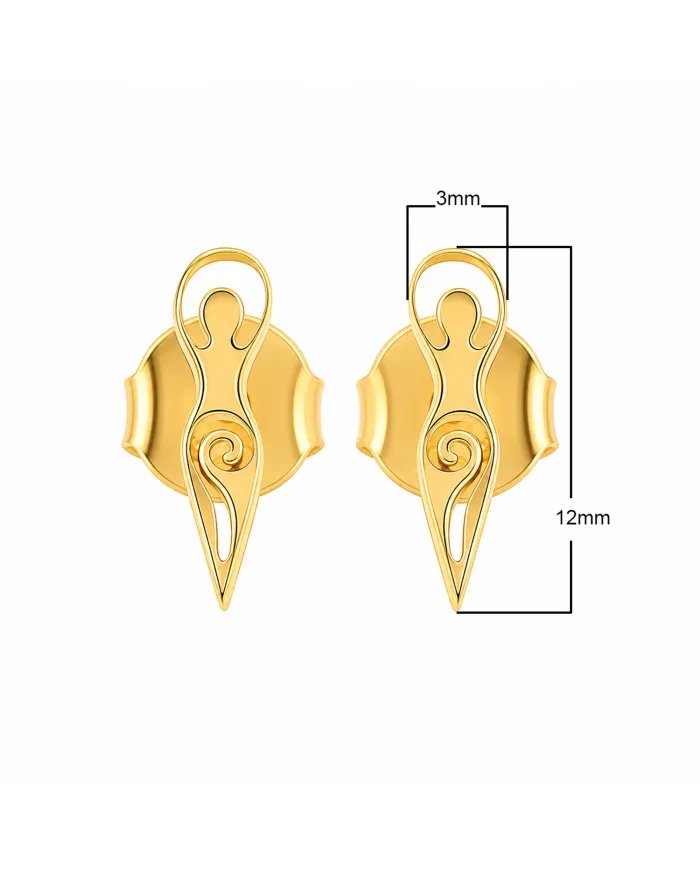 Spiral Goddess Gold Plated Stud Earrings in 925 Sterling Silver