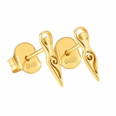 Spiral Goddess Gold Plated Stud Earrings in 925 Sterling Silver