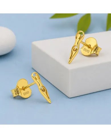 Spiral Goddess Gold Plated Stud Earrings in 925 Sterling Silver