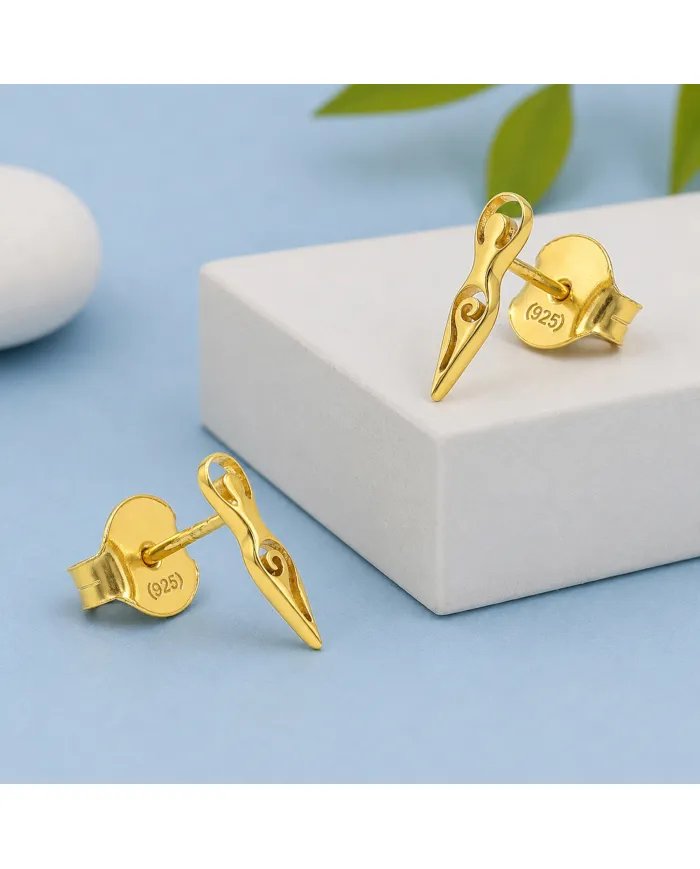 Spiral Goddess Gold Plated Stud Earrings in 925 Sterling Silver