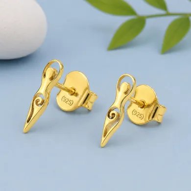 Spiral Goddess Gold Plated Stud Earrings in 925 Sterling Silver