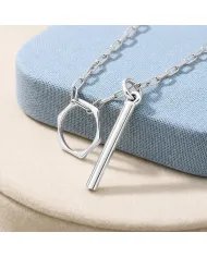 Bar & Ring Pendant - 925 Sterling Silver Handmade Gift for Her & Him