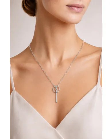 Bar & Ring Pendant - 925 Sterling Silver Handmade Gift for Her & Him