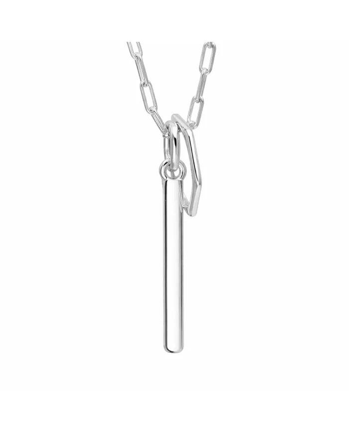 Bar & Ring Pendant - 925 Sterling Silver Handmade Gift for Her & Him