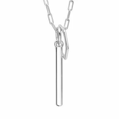 Bar & Ring Pendant - 925 Sterling Silver Handmade Gift for Her & Him