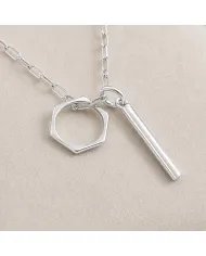 Bar & Ring Pendant - 925 Sterling Silver Handmade Gift for Her & Him
