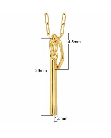 Bar & Ring Pendant - Gold Plated 925 Silver Handmade Gift for Her & Him