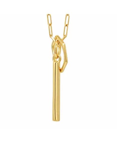 Bar & Ring Pendant - Gold Plated 925 Silver Handmade Gift for Her & Him