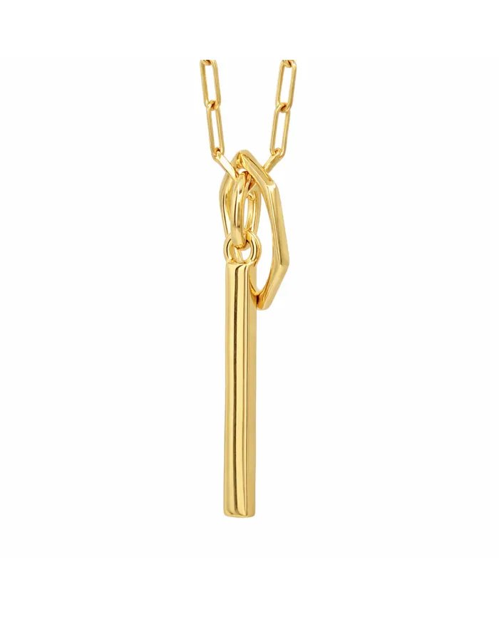 Bar & Ring Pendant - Gold Plated 925 Silver Handmade Gift for Her & Him