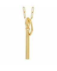 Bar & Ring Pendant - Gold Plated 925 Silver Handmade Gift for Her & Him