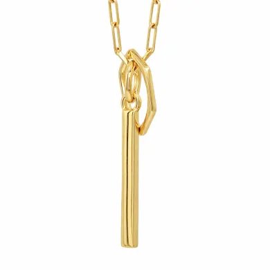 Bar & Ring Pendant - Gold Plated 925 Silver Handmade Gift for Her & Him