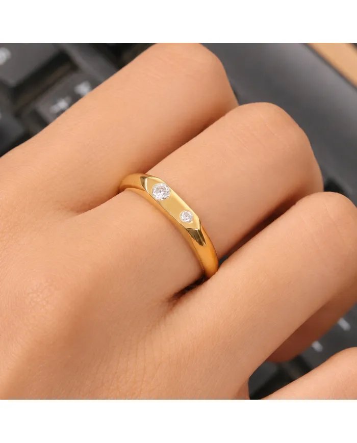 Swarovski Crystal Ring - Handmade Gold Plated 925 Silver Gemstone Jewelry