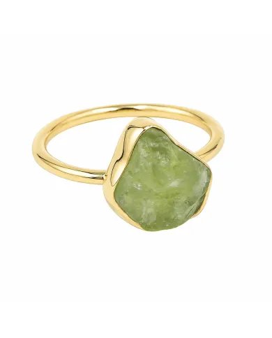 Natural Peridot Ring - 925 Silver Gold Plated Statement Jewelry for Women
