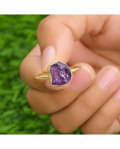 Natural Amethyst Ring – Gold Plated 925 Silver Handmade Jewelry