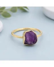 Natural Amethyst Ring – Gold Plated 925 Silver Handmade Jewelry