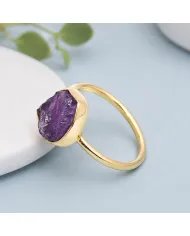 Natural Amethyst Ring – Gold Plated 925 Silver Handmade Jewelry