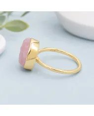 Natural Morganite Ring - Gold Plated 925 Silver Handmade Jewelry