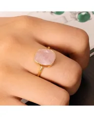 Natural Morganite Ring 18K Gold-Plated | 925 Silver Handmade Jewelry
