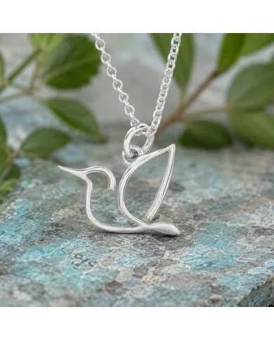 925 Sterling Silver Hummingbird Pendant – Handmade Gift for Her