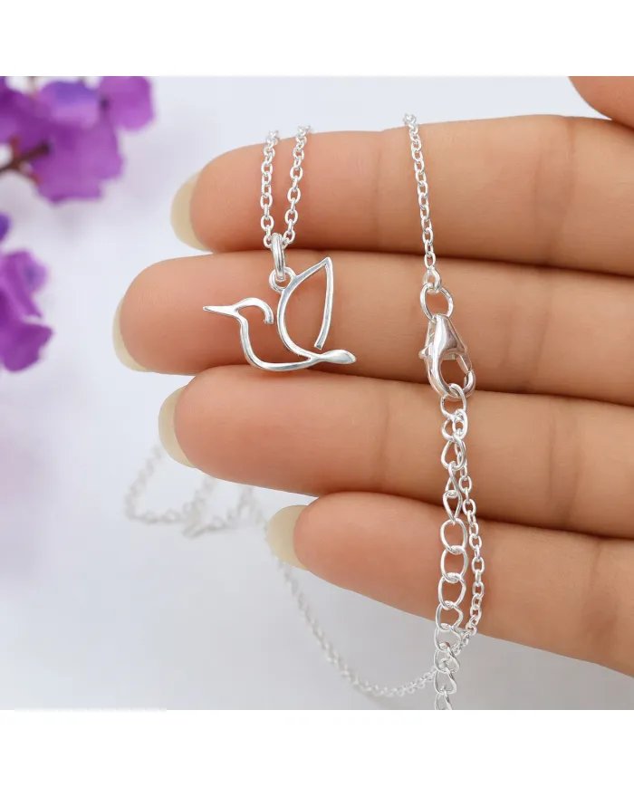 925 Sterling Silver Hummingbird Pendant – Handmade Gift for Her