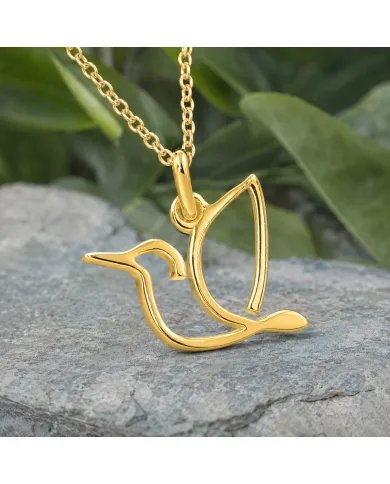 Gold-Plated Hummingbird Pendant in 925 Sterling Silver – Handmade Gift for Her