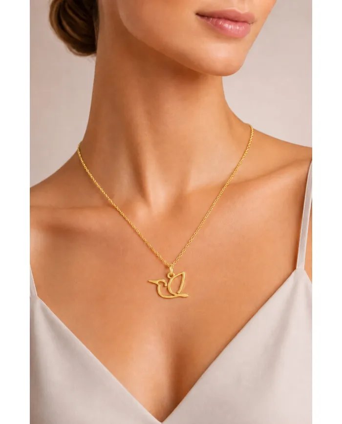 Gold-Plated Hummingbird Pendant in 925 Sterling Silver – Handmade Gift for Her