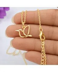 Gold-Plated Hummingbird Pendant in 925 Sterling Silver – Handmade Gift for Her