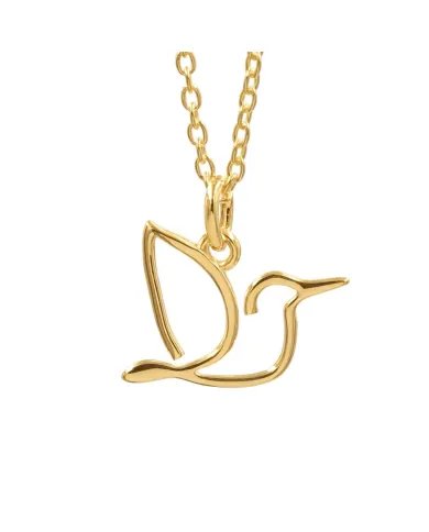 Gold-Plated Hummingbird Pendant in 925 Sterling Silver – Handmade Gift for Her