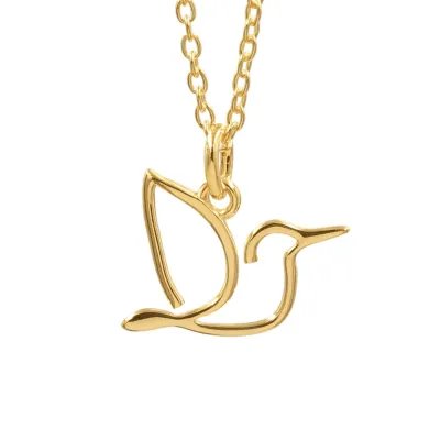 Gold-Plated Hummingbird Pendant in 925 Sterling Silver – Handmade Gift for Her
