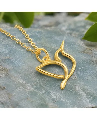 Gold-Plated Hummingbird Pendant in 925 Sterling Silver – Handmade Gift for Her