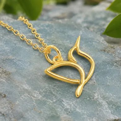 Gold-Plated Hummingbird Pendant in 925 Sterling Silver – Handmade Gift for Her