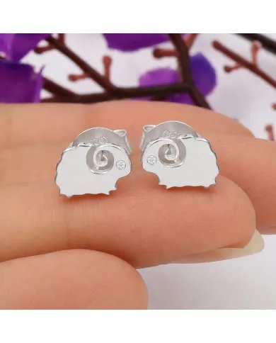 Cute Sheep Stud Earrings with Swarovski Crystal in 925 Sterling Silver