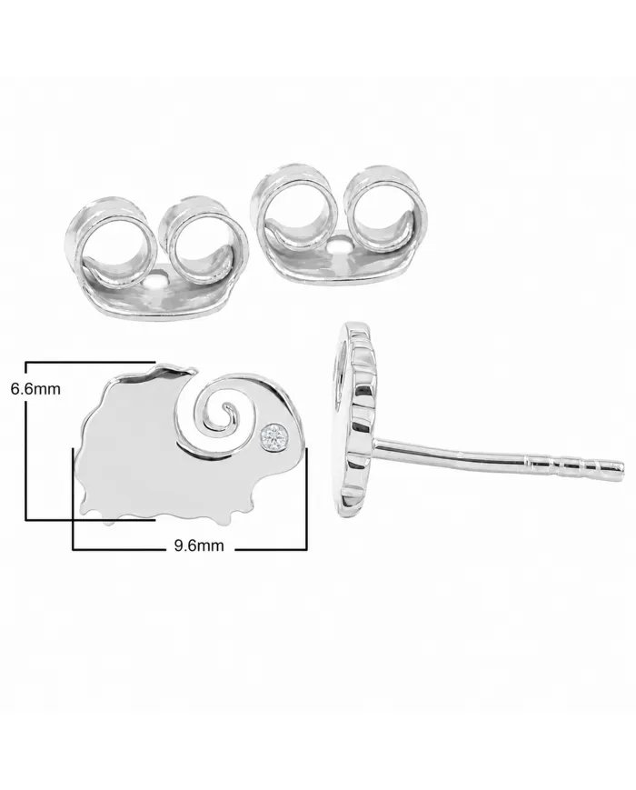 Cute Sheep Stud Earrings with Swarovski Crystal in 925 Sterling Silver