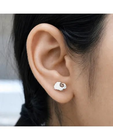 Cute Sheep Stud Earrings with Swarovski Crystal in 925 Sterling Silver