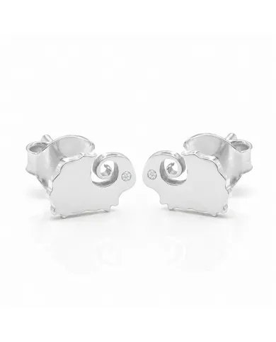 Cute Sheep Stud Earrings with Swarovski Crystal in 925 Sterling Silver