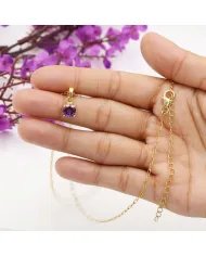 Amethyst Pendant - 925 Sterling Silver Minimalist Gemstone Jewelry