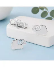 Cute Sheep Stud Earrings with Swarovski Crystal in 925 Sterling Silver