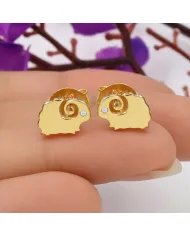 Gold-Plated Cute Sheep Stud Earrings with Swarovski Crystal in 925 Silver