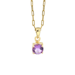 Amethyst Sterling Silver Gold Plated Handmade Pendant - Gemstone Statement Necklace