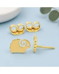 Gold-Plated Cute Sheep Stud Earrings with Swarovski Crystal in 925 Silver