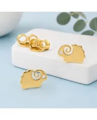 Gold-Plated Cute Sheep Stud Earrings with Swarovski Crystal in 925 Silver