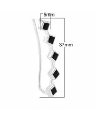Black Onyx Geometric Ear Cuff Ear Climber in 925 Sterling Silver