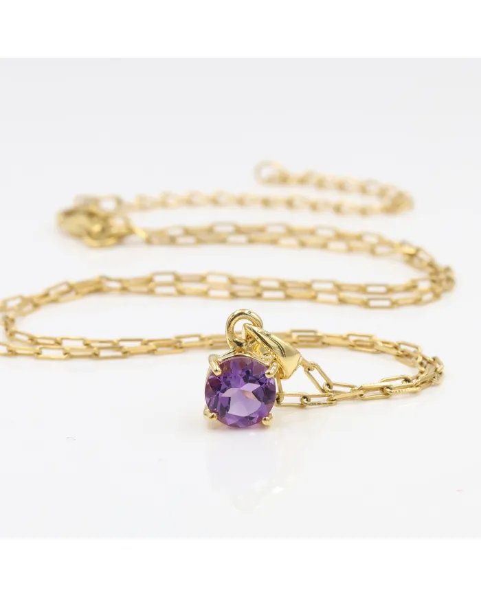 Amethyst Pendant - 925 Sterling Silver Minimalist Gemstone Jewelry