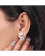 Moonstone Cross Stud Earrings – 925 Sterling Silver Handmade Jewelry