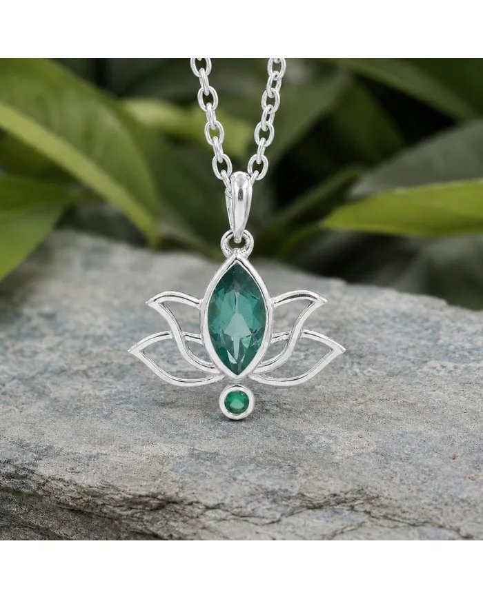Marquise Cut Emerald Green Cubic Zirconia Pendant in 925 Sterling Silver