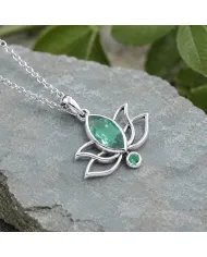 Marquise Cut Emerald Green Cubic Zirconia Pendant in 925 Sterling Silver