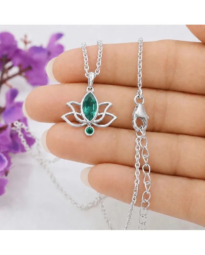 Marquise Cut Emerald Green Cubic Zirconia Pendant in 925 Sterling Silver