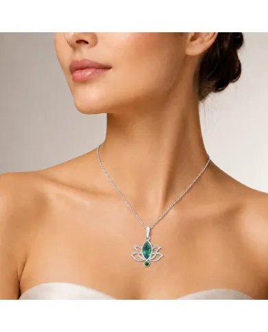 Marquise Cut Emerald Green Cubic Zirconia Pendant in 925 Sterling Silver