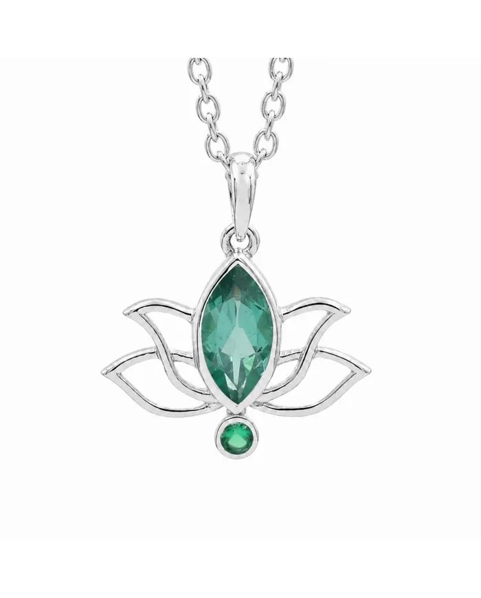 Marquise Cut Emerald Green Cubic Zirconia Pendant in 925 Sterling Silver
